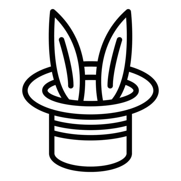 Animal Magia Mostrar Icono Contorno Vector Truco Conejo Sombrero Mago — Vector de stock