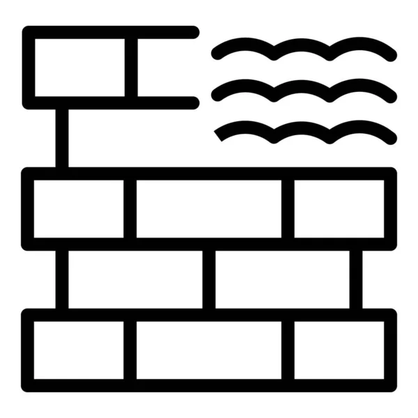 Ikona Ściany Cegły Zarys Wektor Powierzchnia Zabudowy Kamień Cementowy — Wektor stockowy