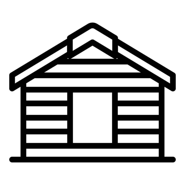 Vecteur Contour Icône Maison Bois Construction Toit Feuille Travailleur — Image vectorielle