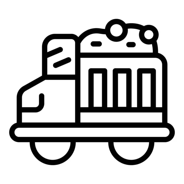 Ikona Ciężarówki Górniczej Wektor Zarysu Złoty Kamień Diamentowy Klejnot — Wektor stockowy