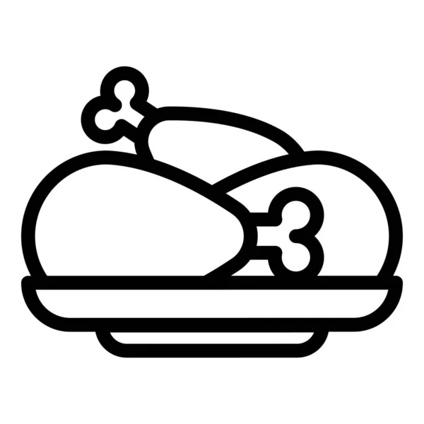 American Poulet Icône Contour Vecteur Nourriture Croustillante Boîte Savoureux — Image vectorielle