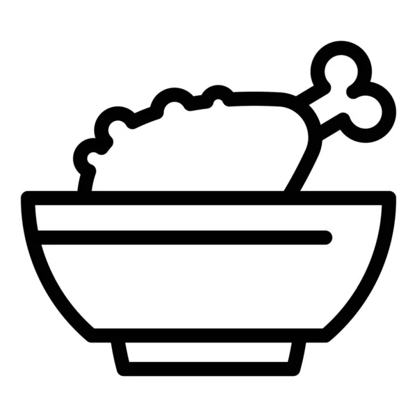 Chicken Bowl Icon Outline Vektor Nugget Essen Schnelles Fleisch — Stockvektor