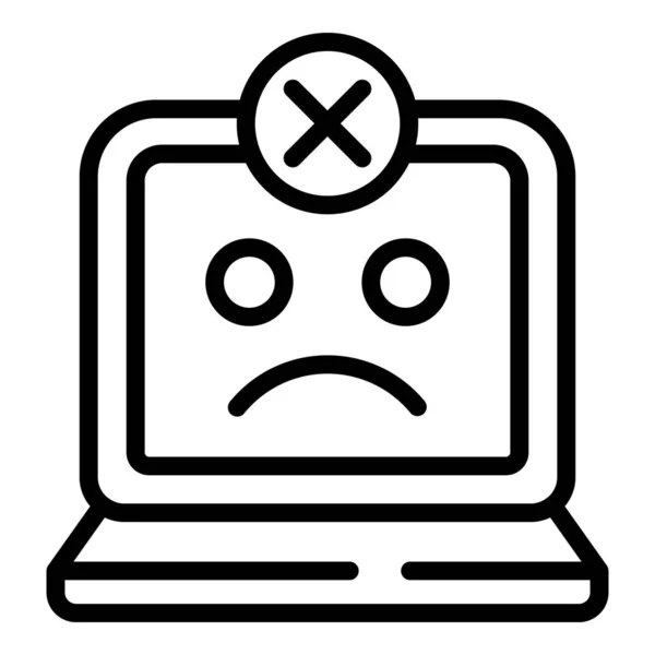 Laptop Error Icono Contorno Vector Internet Perdido Plug Page — Vector de stock