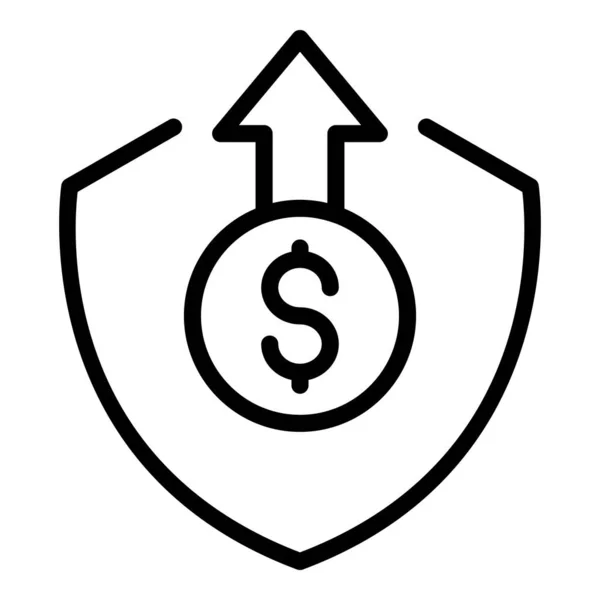 Ασπίδα Εικονίδιο Περίγραμμα Δανείου Διάνυσμα Λεφτά Κοστίζουν Προσωπική Πίστωση — Διανυσματικό Αρχείο