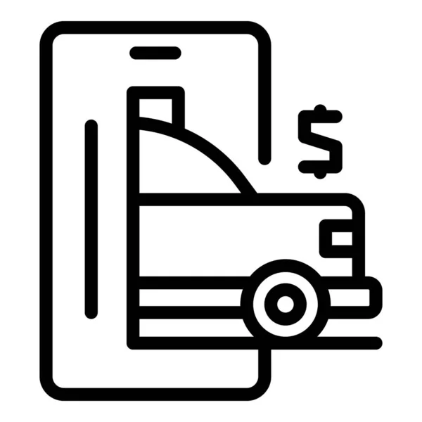 Ikon Mobil Pinjaman Garis Besar Vektor Manajemen Bank Pembayaran Kredit - Stok Vektor