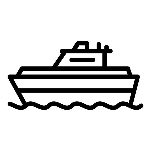 Sea Ship Icon Outline Vector Área Atlas Tour Bandera — Vector de stock