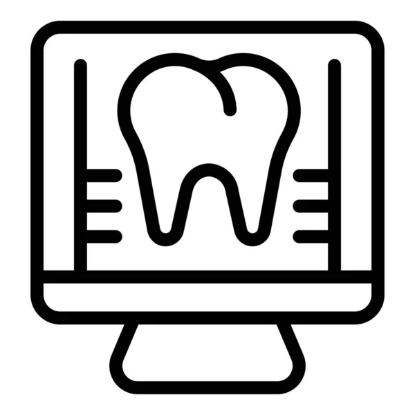Monitor Dental Icono Contorno Vector Diente Diamante Labios Anillo — Vector de stock