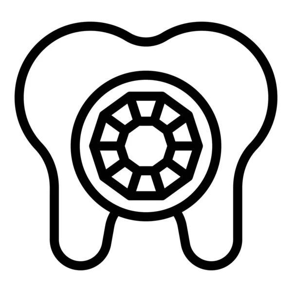 Klejnoty Zęba Zarys Ikony Wektor Diament Klejnotów Pielęgnacja Zębów — Wektor stockowy