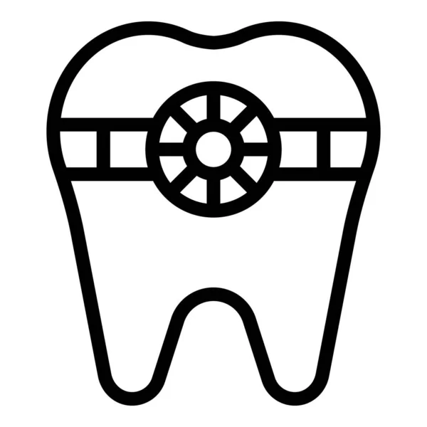 Piedra Diente Icono Contorno Vector Dentista Gemas Cuidado Magia — Archivo Imágenes Vectoriales