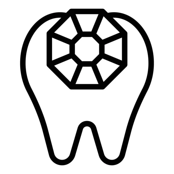Gemstone Icon Outline Vector Tooth Gem Dentist Care — Stock Vector