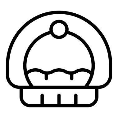 Kedi sepeti ikon ana hatları vektörü. Ev hayvanı. Yiyecek hayvanı.