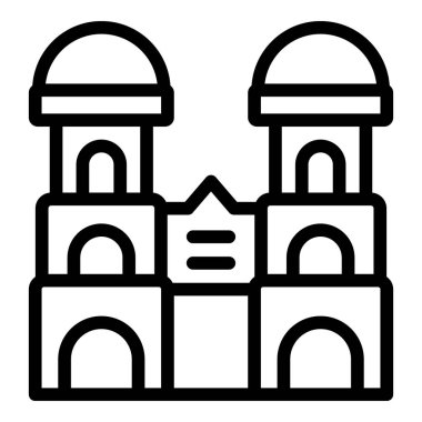 Münih bina ikonu ana hat vektörü. Almanya ufuk çizgisi. Bavyera sosisi