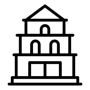 Dua tapınağı ikonu ana hat vektörü. Nepal silueti. Eski bina