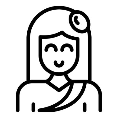 Kadın Nepal ikonu ana hatları vektörü. Şehir kültürü. Asya silueti