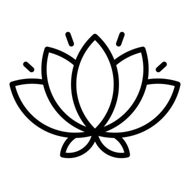 Lotus çiçeği ikonu ana hat vektörü. Hint kültürü. Seyahat et gökyüzünü