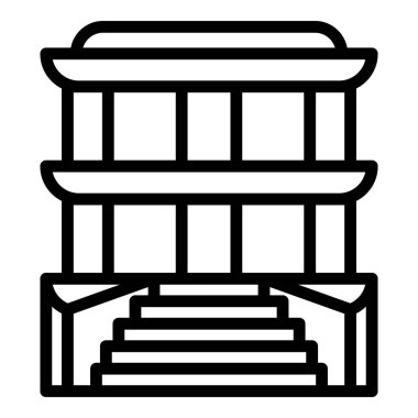 Tapınak merdiveni ikonu ana hat vektörü. Hindistan şehri. Seyahat kasabası