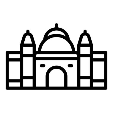 Kolkata tapınağı ikon ana hatları vektörü. Şehir silüeti. Hindistan Bengal