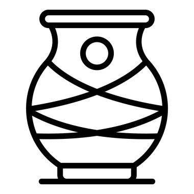 Hint vazosu ikonu ana hatları vektörü. Batıya git. Gökyüzü Turizmi