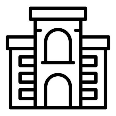 Afrika bina ikonu ana hat vektörü. Afrika seyahati Harita damgası