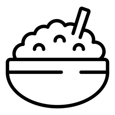 Pirinç kase ikonu ana hatları vektörü. Asya suşisi. Japon yemeği.