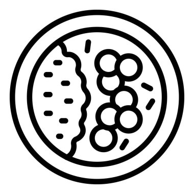 Pirinç et menüsü ikonu ana hatları vektörü. Asya dürümü. Restoran temposu.