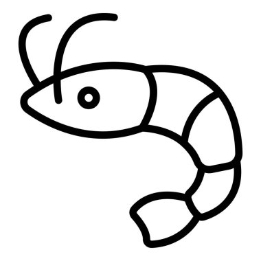 Karides yemek ikonu ana hatları vektörü. Çin restoranı. Japon yemeği