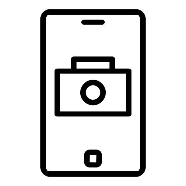 Kamera simgesi ana hat vektörü. Düğme ekranı. Fotoğrafı yakınlaştır