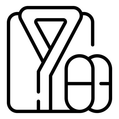 Otel bornozu ikonu ana hatları vektörü. Kahve kahvaltısı. Çalışma izni