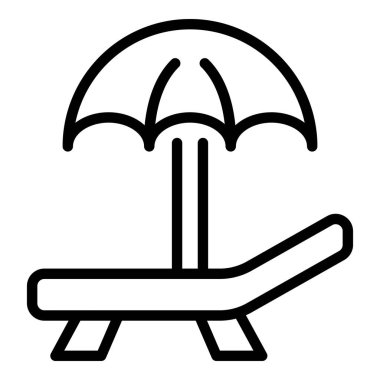 Sunny Beach ikonu ana hat vektörü. Kahve kahvaltısı. Sabah içkisi