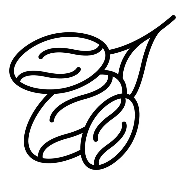Datum Fruchtzweig Symbol Umrissvektor Nahrungsmittelpalme Trockensaat — Stockvektor