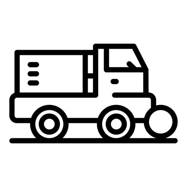 Côté Balayeuse Rue Icône Contour Vecteur Camion Routier Machine Nettoyage — Image vectorielle