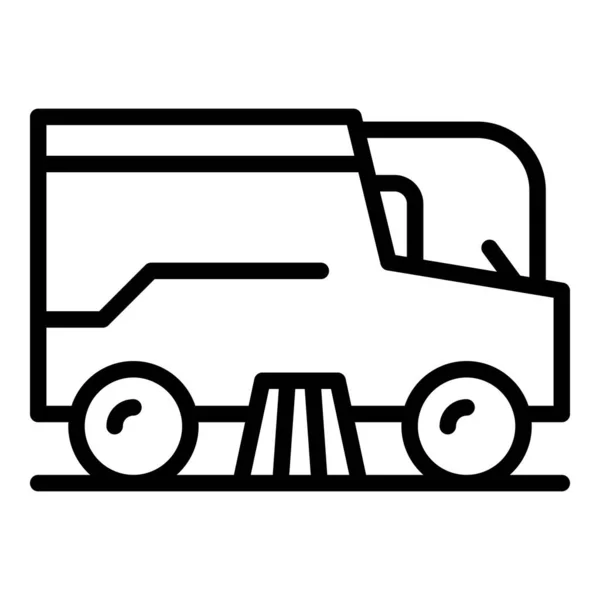 Bin Sweeper Icon Outline Vektor Straßenreinigung Maschinenfahrzeug — Stockvektor