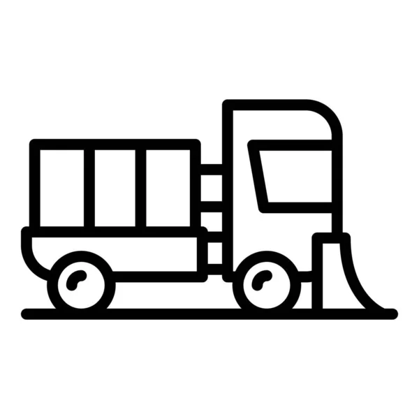 Propreté Balayeuse Icône Contour Vecteur Camion Routier Véhicule Machine — Image vectorielle