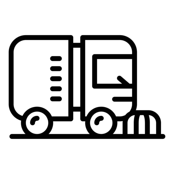 Umrissvektor Für Saubere Lkw Symbole Straßenreinigung Asphaltmaschine — Stockvektor