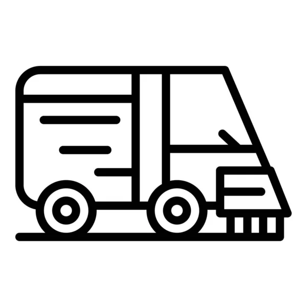 Umrissvektor Des Säuberungsmaschinensymbols Lastkraftwagen Sauberer Müll — Stockvektor