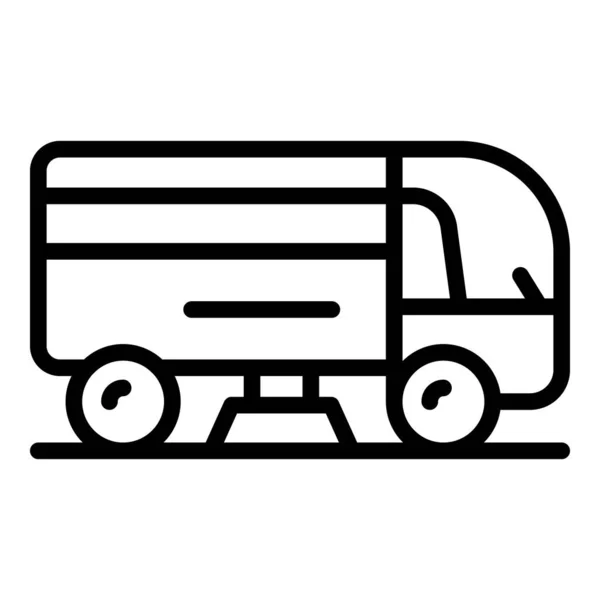 Sidewalk Camion Icône Contour Vecteur Nettoyage Routier Poubelles Machine — Image vectorielle
