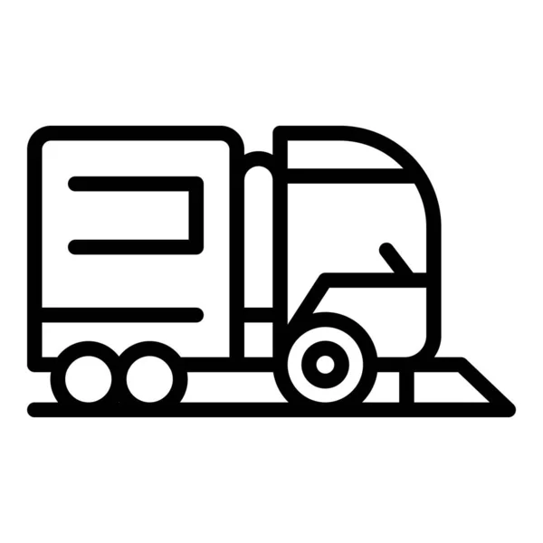 Ikonenumrissvektor Für Bodenfahrzeuge Straßenreinigung Maschine Kommunal — Stockvektor