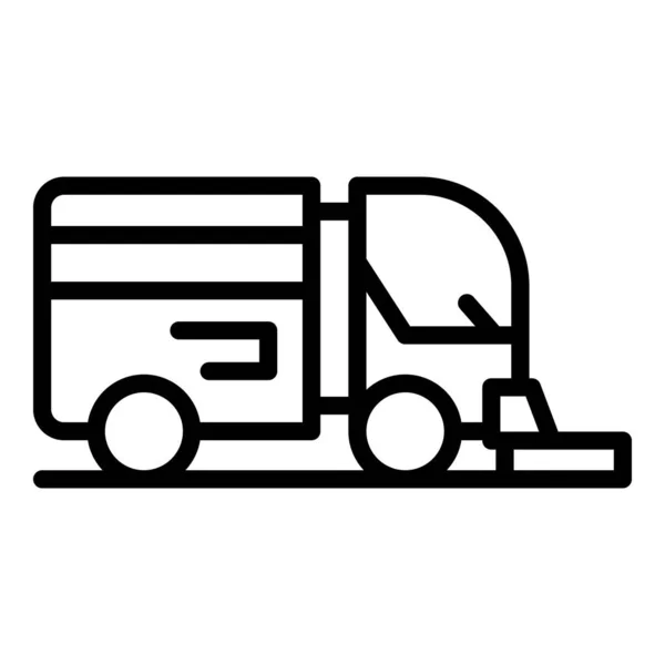 Вектор Контуру Піктограми Вуличної Мийки Прибирання Вантажівки Машина Подрібнення — стоковий вектор