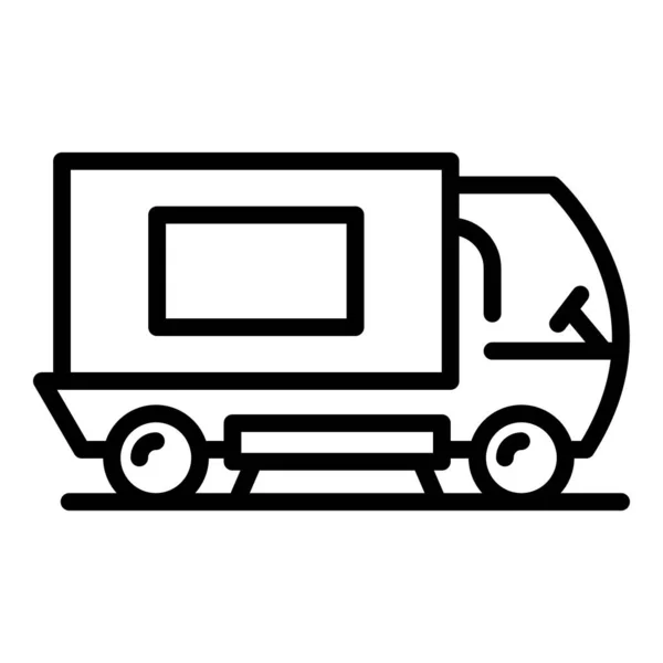 Ikona Czyszczącego Pojazdu Wektor Zarysu Ciężarówka Czyszczenie Maszyn — Wektor stockowy