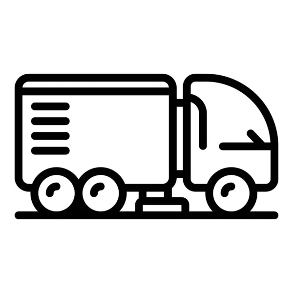Balayeuse Route Icône Contour Vecteur Camion Routier Machine Nettoyage — Image vectorielle
