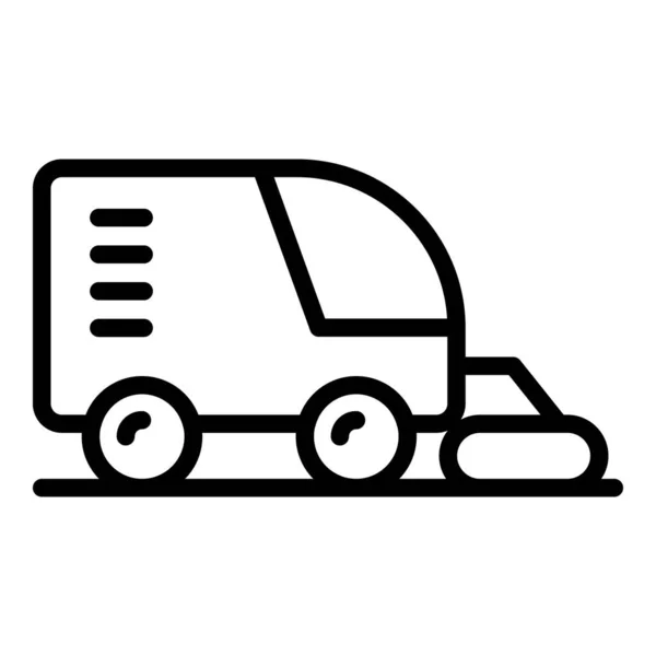 Vecteur Contour Icône Machine Balayeuse Camion Routier Nettoyant Pour Rues — Image vectorielle