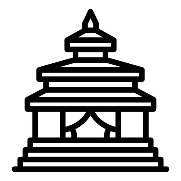 Asiatiskt Tempel Ikon Kontur Vektor Landmärke Kultur Nepalesisk Stupa — Stock vektor