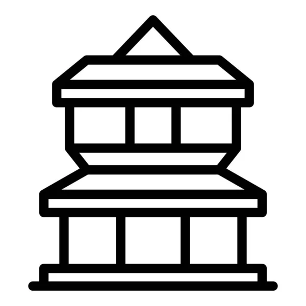 Skyline Templo Ícone Contorno Vetor Nepal Viagem Prédio Antigo — Vetor de Stock