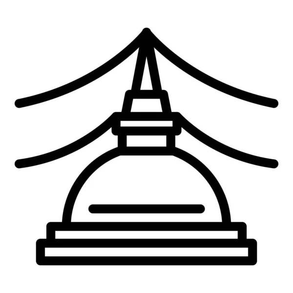 Stupa Simgesi Ana Hat Vektörü Tarihi Eser Kültürü Asya Yolculuğu — Stok Vektör