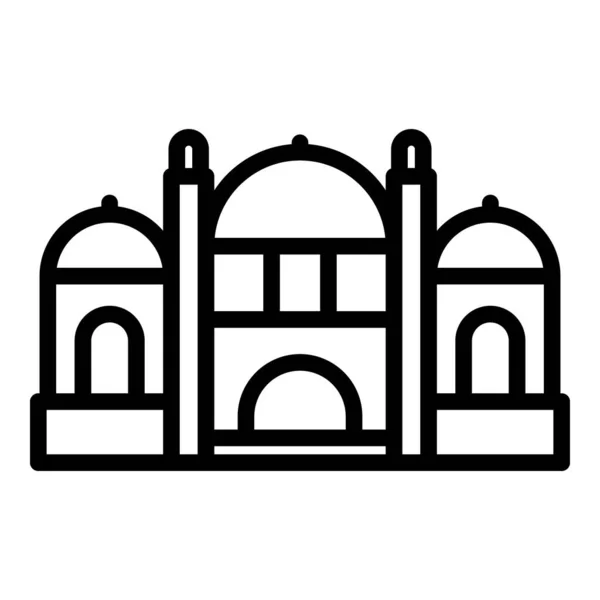 Bâtiment Temple Indien Icône Contour Vecteur Skyline Ville Inde Calcutta — Image vectorielle