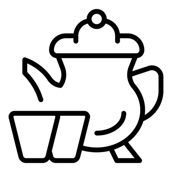 Tea Pot Icon Outline Vector Casablanca Skyline City Travel — Stock Vector