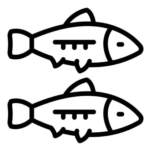 Sardinfisk Ikon Kontur Vektor Oljemat Havsburk — Stock vektor