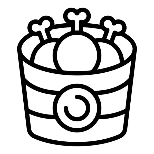 Boîte Poulet Icône Contour Vecteur Menu Japon Rouleau Riz — Image vectorielle