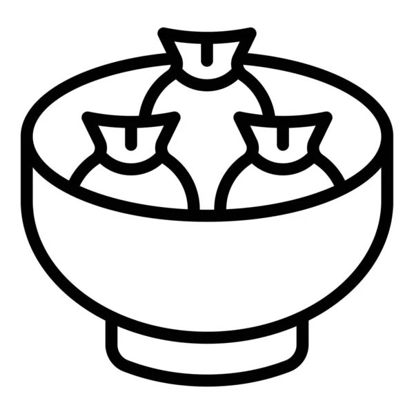 ボウル食品アイコンアウトラインベクトル 日本料理 アジア料理 — ストックベクタ