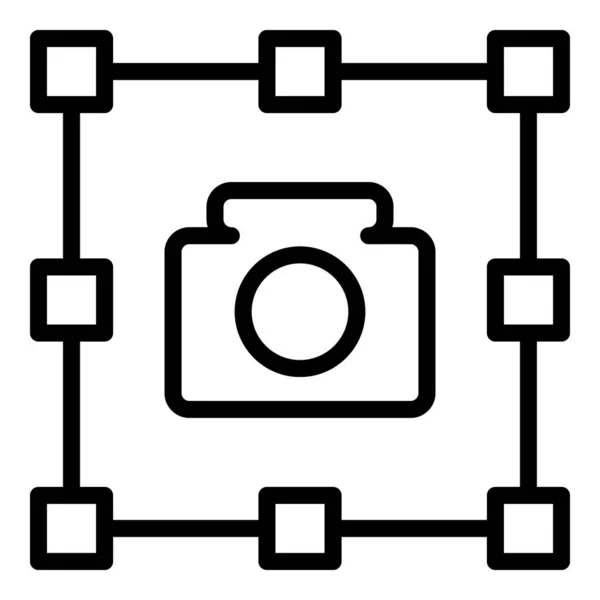 セルフィーカメラアイコンアウトラインベクトル スクリーンショット ハンドボタン — ストックベクタ